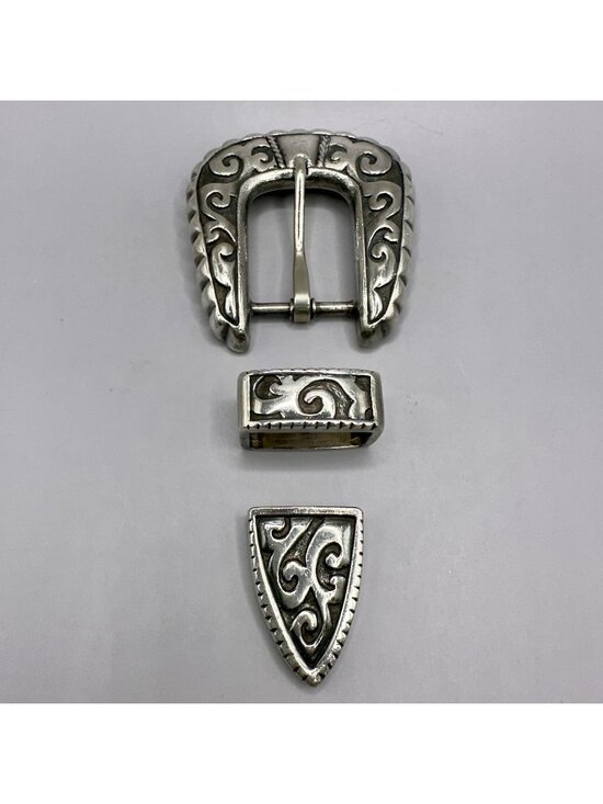 Jeff Deegan Designs Buckle Fits 1” Belt 3 Pieces Signed Sterling Silver 111 Gr main image 4